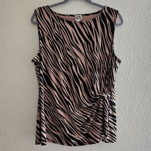 Anne Klein Tan and Black Zebra-Print Tank